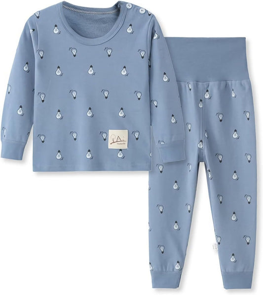 100% Organic Cotton Baby Boys Girls Pajamas Set Long Sleeve Sleepwear(3M-6T)